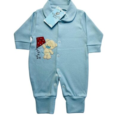 MACACÃO BEBÊ LONGO SUEDINE BORDADO PÉ REVERSÍVEL MASCULINO