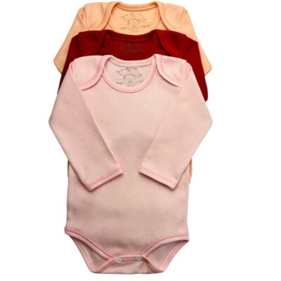 KIT C/3 – BODY MANGA LONGA 100% ALGODÃO LISO FEM