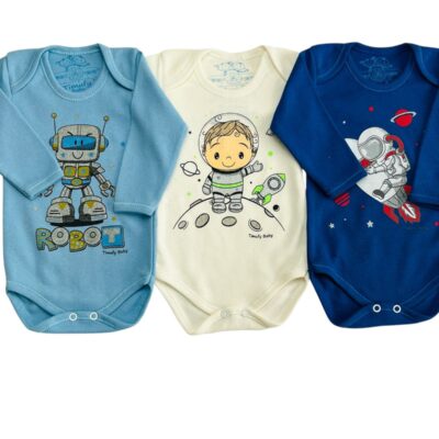 KIT C/3 – BODY MANGA LONGA 100% ALGODÃO ESTAMPA MASCULINO