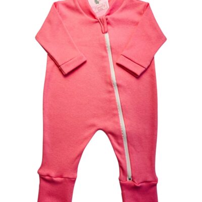 MACACÃO BEBÊ LONGO SUEDINE LISO COM ZÍPER PÉ REVERSÍVEL FEMININO