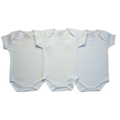 KIT C/3 – BODY MANGA CURTA 100% ALGODÃO LISO BRANCO
