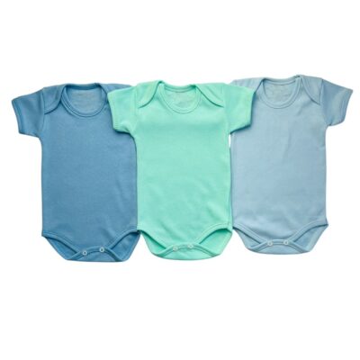 KIT C/3 – BODY MANGA CURTA 100% ALGODÃO LISO MASCULINO