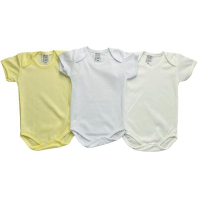 KIT C/3 – BODY MANGA CURTA CANELADO LISO NEUTRO