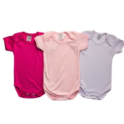 KIT C/3 – BODY MANGA CURTA CANELADO LISO FEMININO