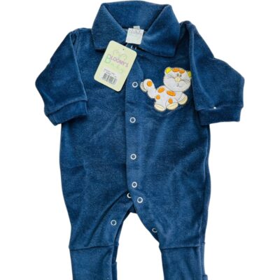 MACACÃO BEBÊ LONGO PLUSH BORDADO PÉ REVERSÍVEL MASCULINO