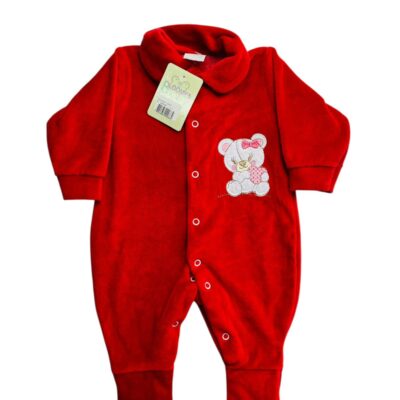 MACACÃO BEBÊ LONGO PLUSH BORDADO PÉ REVERSÍVEL FEMININO