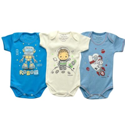 KIT C/3 – BODY MANGA CURTA 100% ALGODÃO ESTAMPA MASCULINO